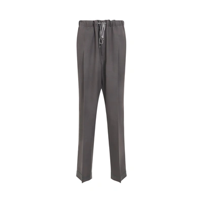 Maison Margiela Womens Formal Wide-leg Wool Trousers Medium Grey