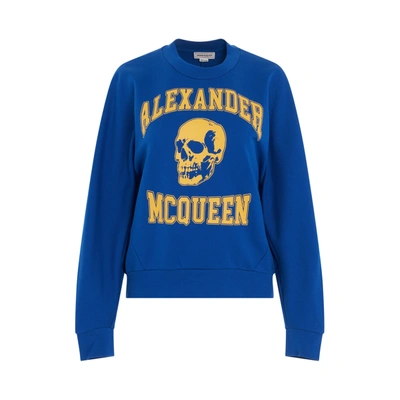 Shop Alexander Mcqueen Varsity Skull Logo Sweatshirt
