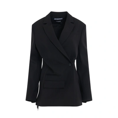 Shop Jacquemus Tibau Crossover Double Breasted Blazer