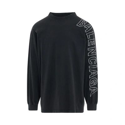 Shop Balenciaga Outline Logo Oversized Long Sleeve T-shirt