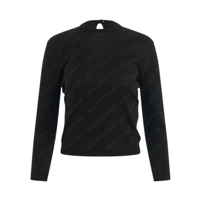 Shop Balenciaga Allover Logo Knit Sweater