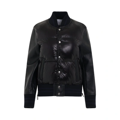 Shop Sacai Panelled Quilted Bomber Jacket