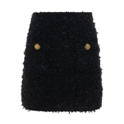 Balmain Button-embellished Tweed Mini Skirt