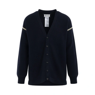 Maison Margiela V-neck Cardigan With Long Sleeves And Elbow Patches