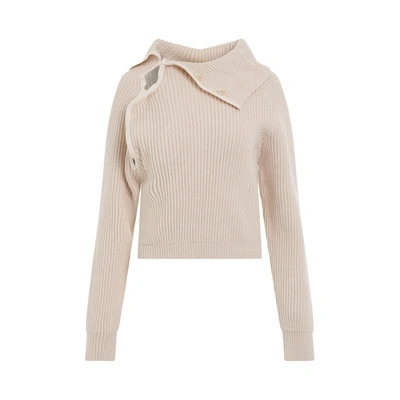 Shop Jacquemus Vega Asymmetric Collar Knit Sweater