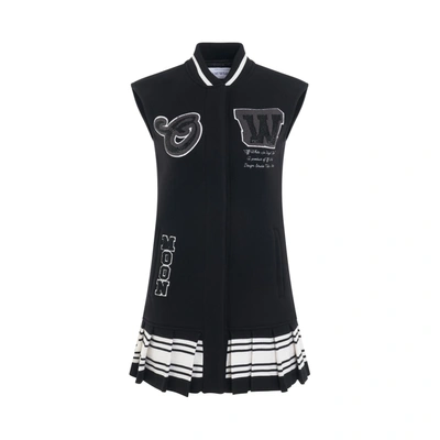 Off-white Meteor Bling Varsity Striped Embroidered Wool-blend Mini Dress