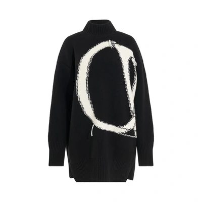 Off-white Ow Maxi Logo Intarsia Crewneck Wool Sweater
