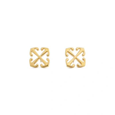 Shop Off-white Double Arrow Earrin Colourgs In Colour Gold