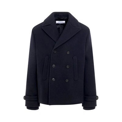 Shop Off-white Arrow Embroidered Double Wool Peacoat