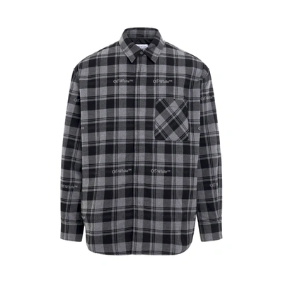 Shop Off-white Check Flannel Padded Overshirt