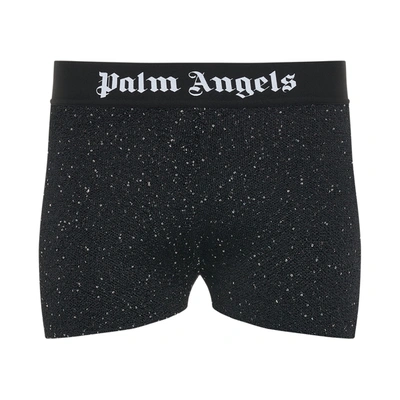 Shop Palm Angels Soiree Knit Logo Shorts