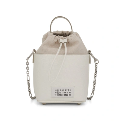 Maison Margiela Chalk Leather And Canvas Mini 5ac Bucket Bag