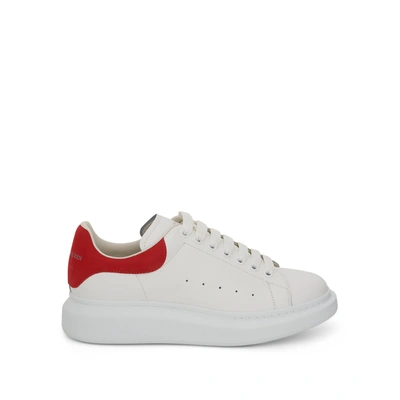 Alexander Mcqueen White Low Top Sneakers With Contrasting Heel With Embossed Logo Lettering In Leather Man In White