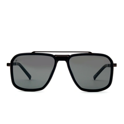 Shop Hublot Black Matte Squared Sunglasses With Gradient Smoke Black Lens