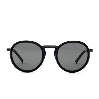 Shop Hublot Black Matte Rounded Sunglasses With Solid Smoke Lens