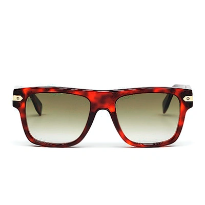 Shop Hublot Brown Square Acetate Sunglasses With Gradient Gold Mirror Lens