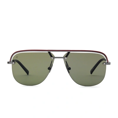 Shop Hublot Gun Matte Aviator Sunglasses With Green Lens