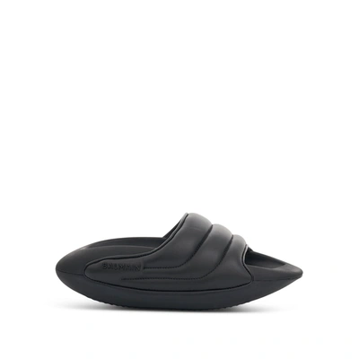 Shop Balmain B-it Quilted Lambskin Slip On Sandal