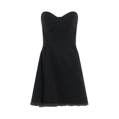 Shop Alexander Mcqueen Mini Bustier Denim Dress