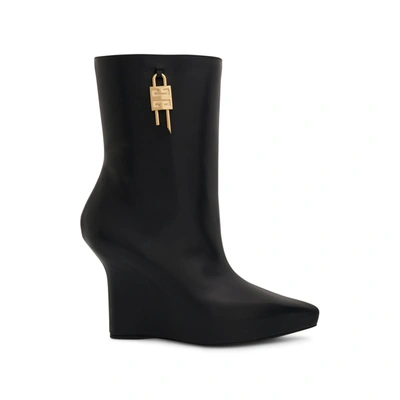 Shop Givenchy G Lock Wedge Low Box Leather Boots