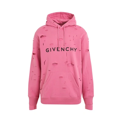 Shop Givenchy Archetype Hoodie With Destroyed Effect
