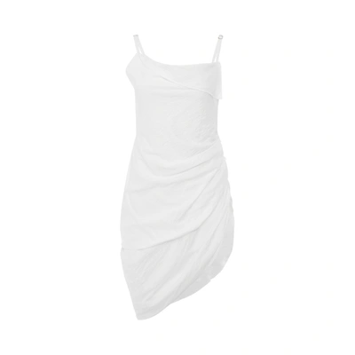 Shop Jacquemus Saudade Asymmetric Draped Mini Dress