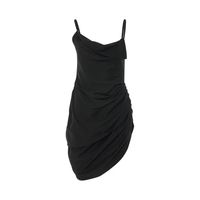 Shop Jacquemus Saudade Asymmetric Draped Mini Dress