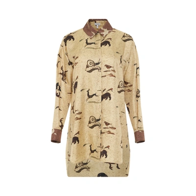 Shop Loewe Animal Print Oversize Silk Shirt