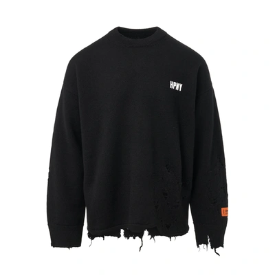 Shop Heron Preston Regular Shredded Knit Crewneck