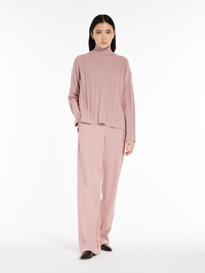 Shop Max Mara Ribbed Cotton And Wool Knit Jumper In Pink