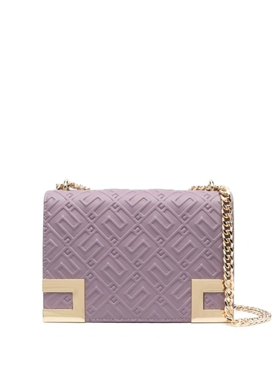 Shop Elisabetta Franchi Logo-embossed Crossbody Bag In Purple