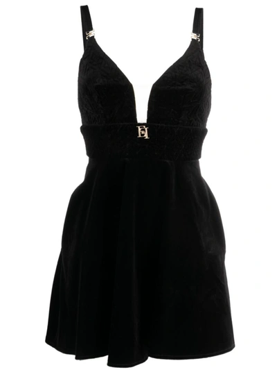 Shop Elisabetta Franchi V-neck Mini Dress In Black