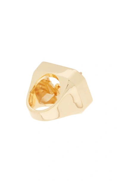 Shop Kg Kurt Geiger Love Crystal & Enamel Cocktail Ring In Gold Multi