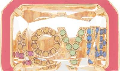 Shop Kg Kurt Geiger Love Crystal & Enamel Cocktail Ring In Gold Multi
