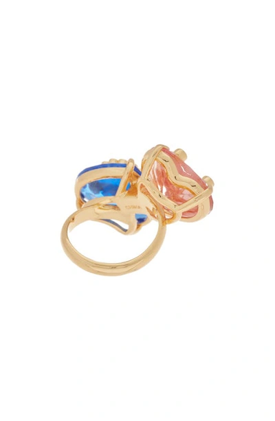 Shop Kg Kurt Geiger Happy Heart Crystal Ring In Gold Multi