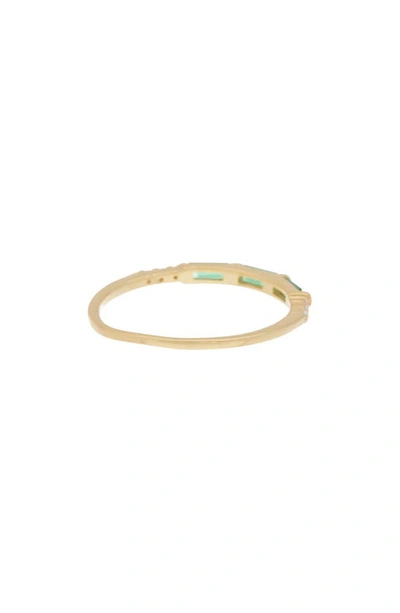 Shop Argento Vivo Sterling Silver 18k Gold Plated Sterling Silver Baguette Crystal Stackable Ring In Gold/ Green