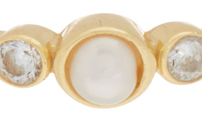 Shop Argento Vivo Sterling Silver 18k Gold Plated Sterling Silver Pearl & Cubic Zirconia Ring