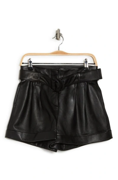Shop Frame Leather Paperbag Shorts In Noir