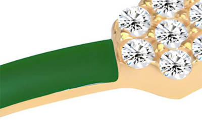 Gabi Rielle Pavé Crystal Enamel Bypass Ring In Gold/ Green
