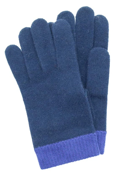 Shop Portolano Colorblock Cashmere & Wool Tech Gloves In Navy/ Pegasus