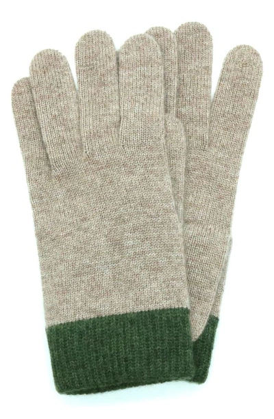 Shop Portolano Colorblock Cashmere & Wool Tech Gloves In Toast/ Avocado
