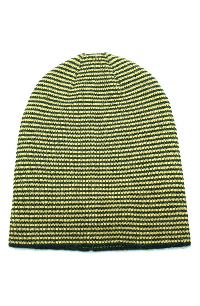 Shop Portolano Mini Stripe Slouchy Hat In Forest/ Mustard