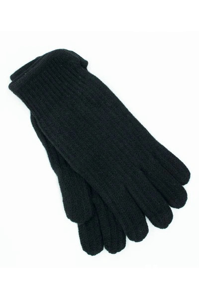 Shop Portolano Cashmere Rib Gloves In Black