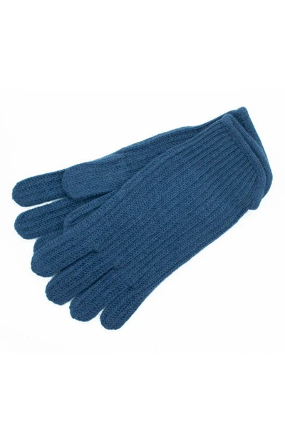 Shop Portolano Cashmere Rib Gloves In Indigo Blue