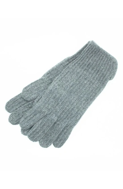 Shop Portolano Cashmere Rib Gloves In Light Heather Grey