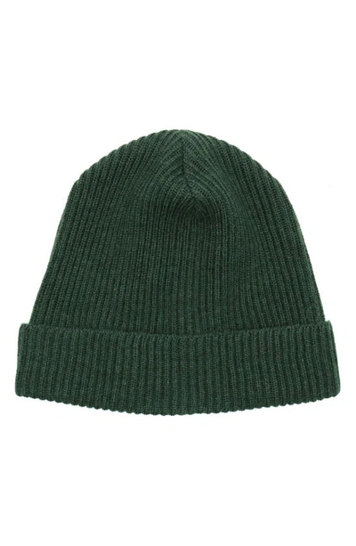 Shop Portolano Merino Wool Rib Cuff Beanie In Hunter