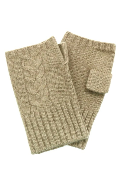 Shop Portolano Cable Knit Fingerless Gloves In Nile Brown