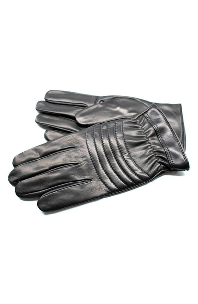 Shop Portolano Quilted Leather Gloves In Black