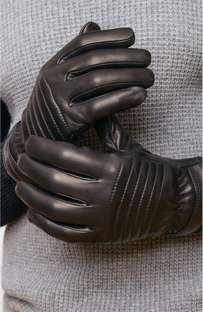 Portolano Quilted Leather Gloves In Black