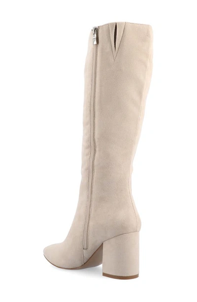 Journee Collection Wide Width Wide Calf Womens Ameylia Tru Comfort Foam Covered Block Heel Pointed Toe Boots In Bone